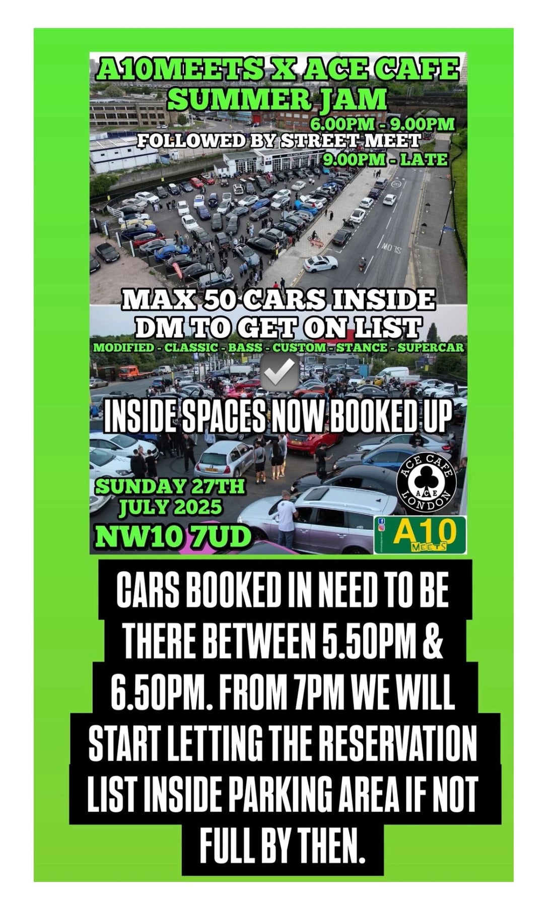 A10 MEETS @ ACE CAFE 2NITE!! 👍