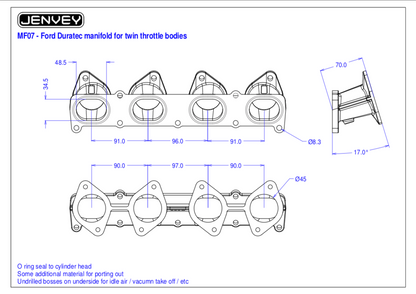 JENVEY INLET MANIFOLD FORD DURATEC 1.8/2.0/2.3 HE I4: 2 X TB BODY